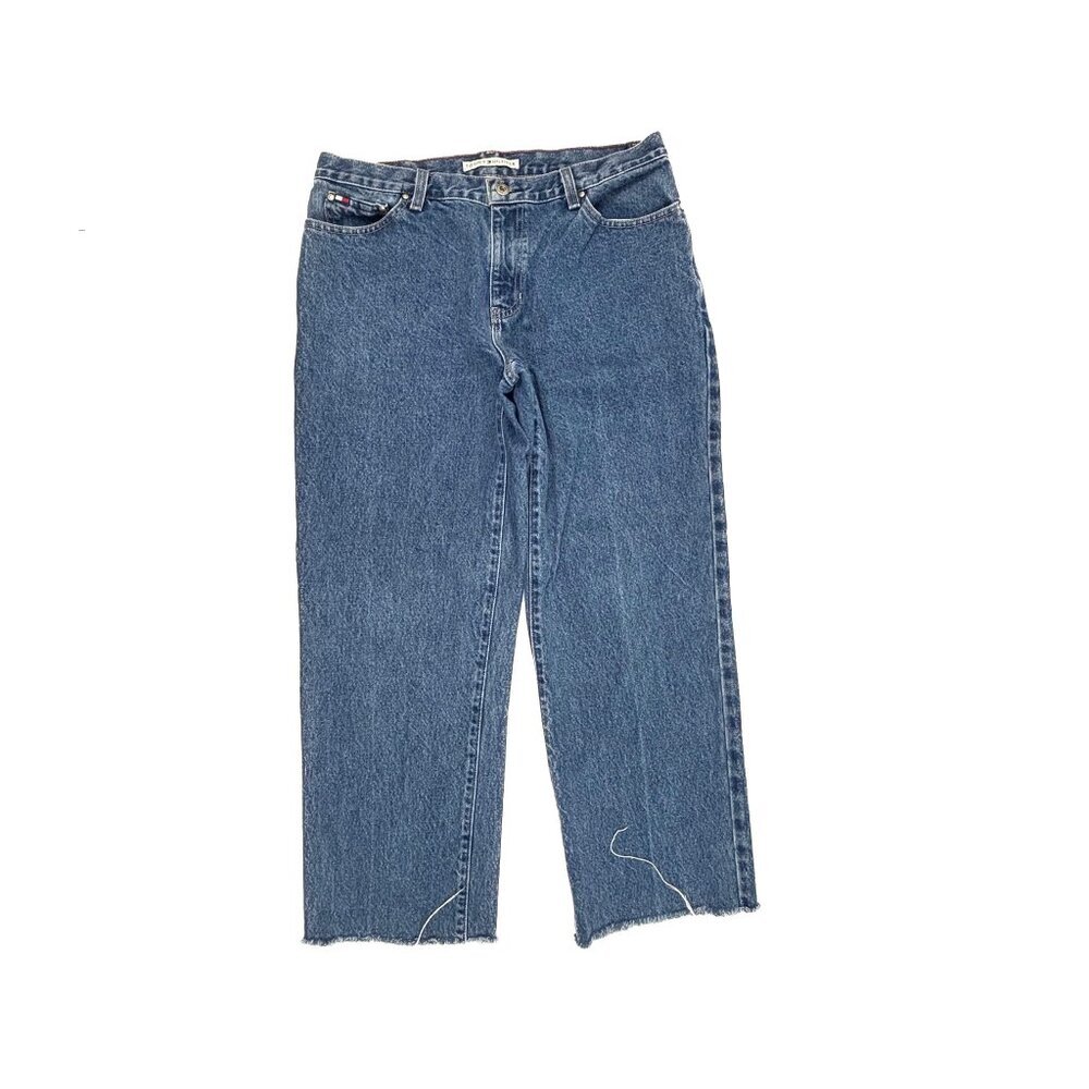 Tommy Hilfiger Relaxed Straight Raw Hem Women's size 10 Dark Blue Denim Jeans